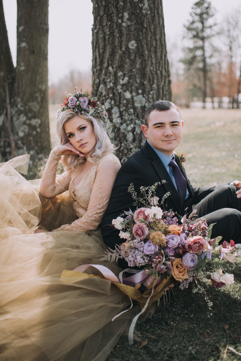 Springtime wedding inspiration in gold and lavender