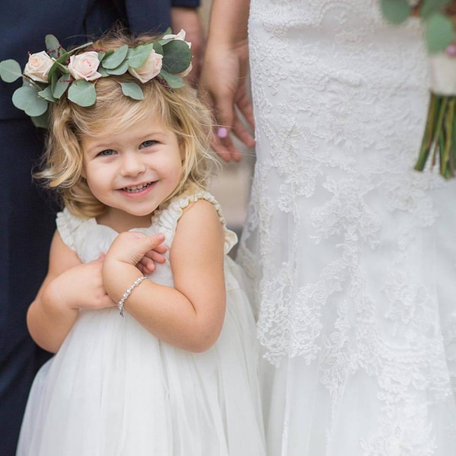 Flower Girl Tulle Dress with Floral Crown