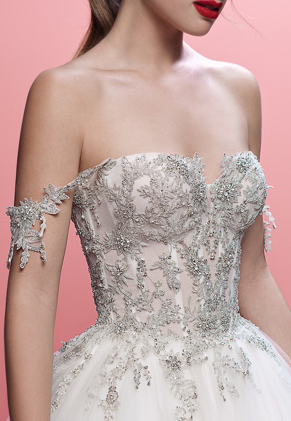 the mia ballgown wedding dress with silver details form #galialahav