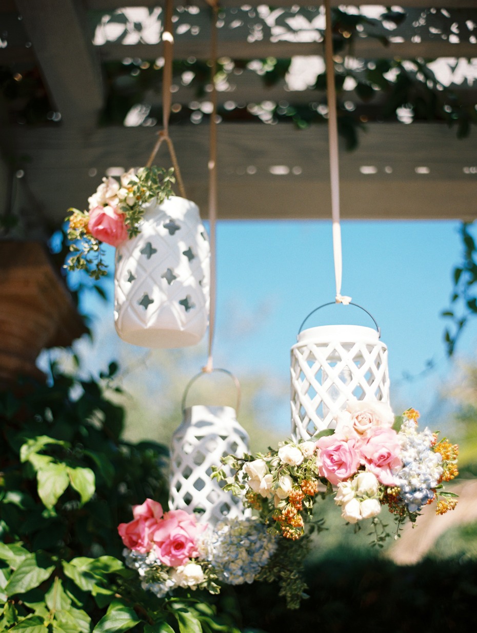 hanging ceramic lantern floral decor