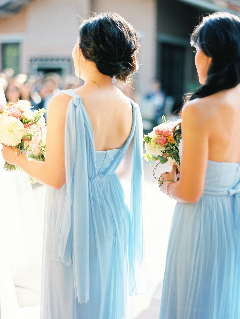 bridesmaids in light blue