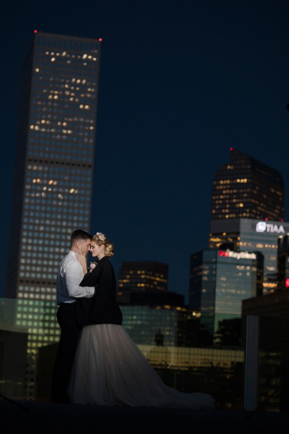 sweet bride and groom photos on the rooftop