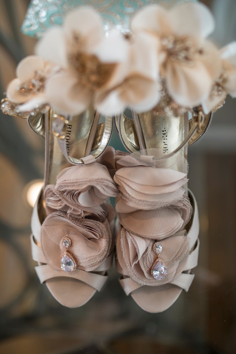 nude and glamorous wedding shoes
