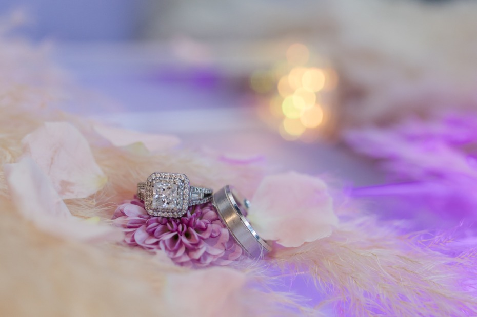 pink and glam wedding rings