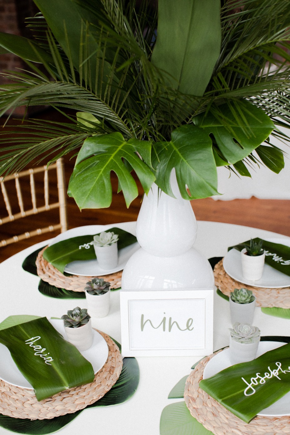 modern tropical wedding table