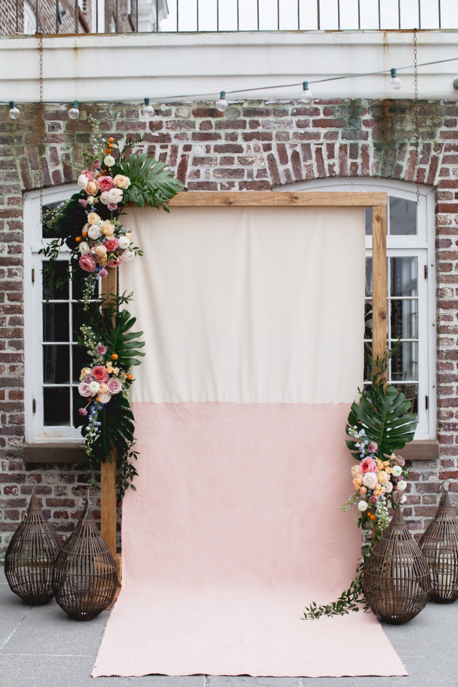 tropical modern boho wedding backdrop