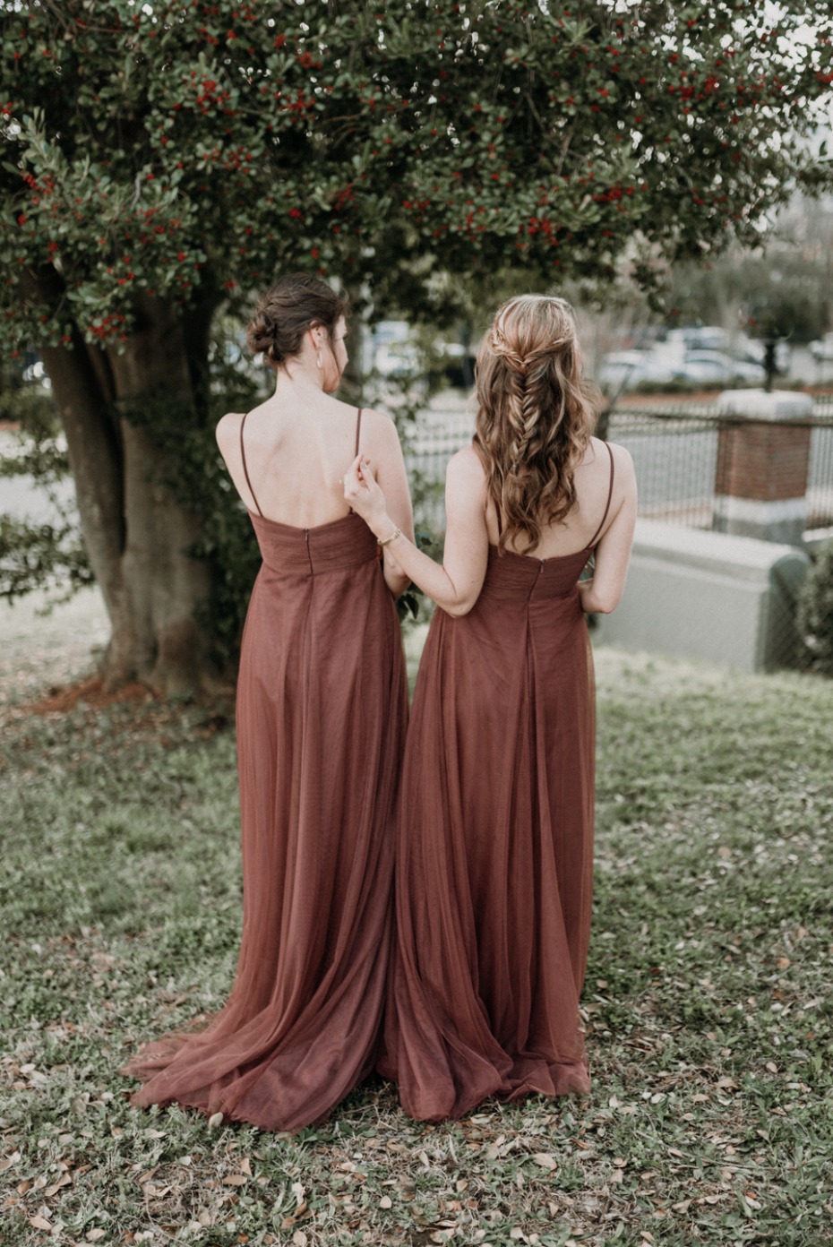 bridesmaids in matching dresses