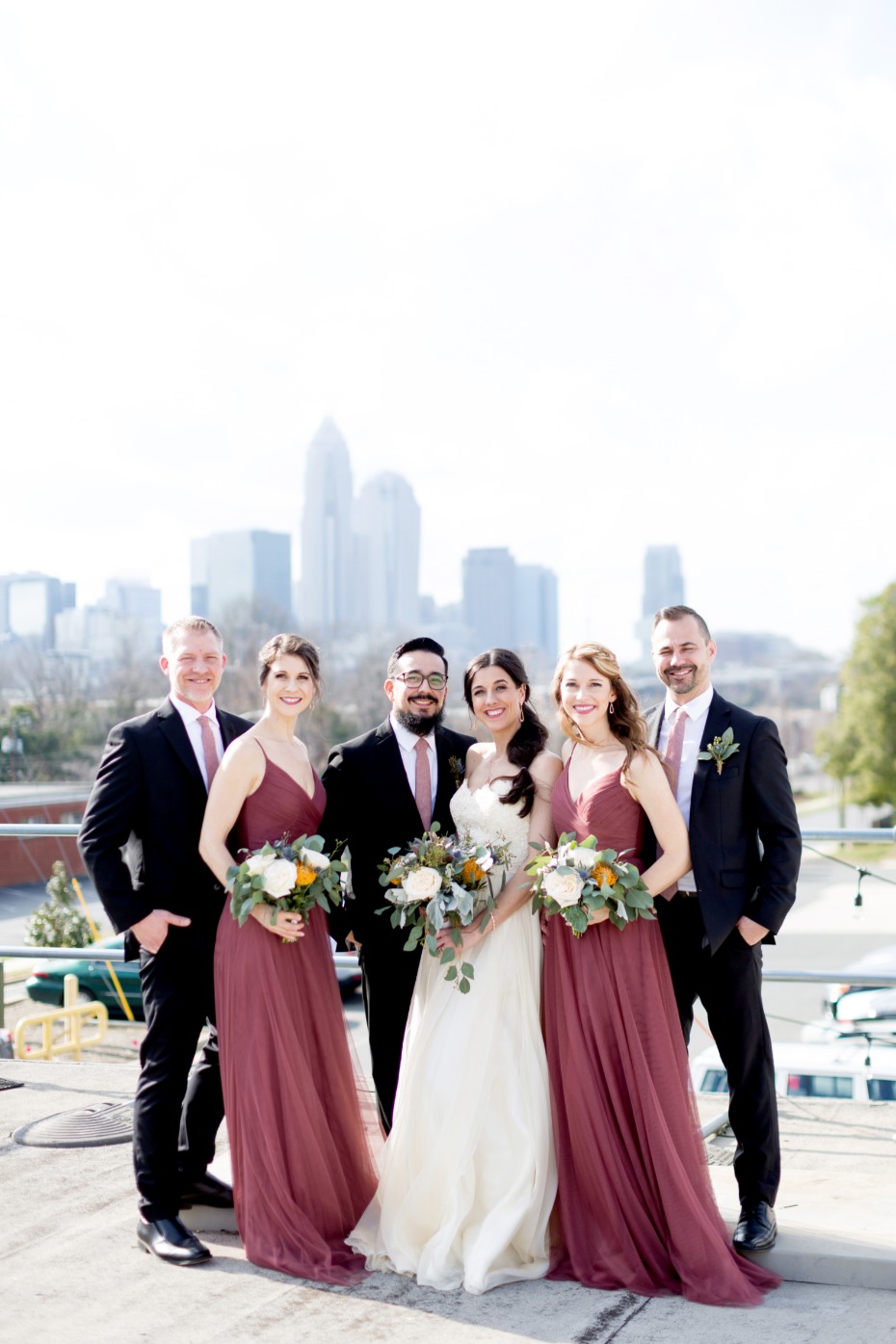 wedding party rooftop photo idea