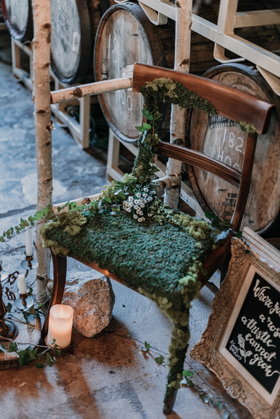 natural shabby chic wedding ceremony decor