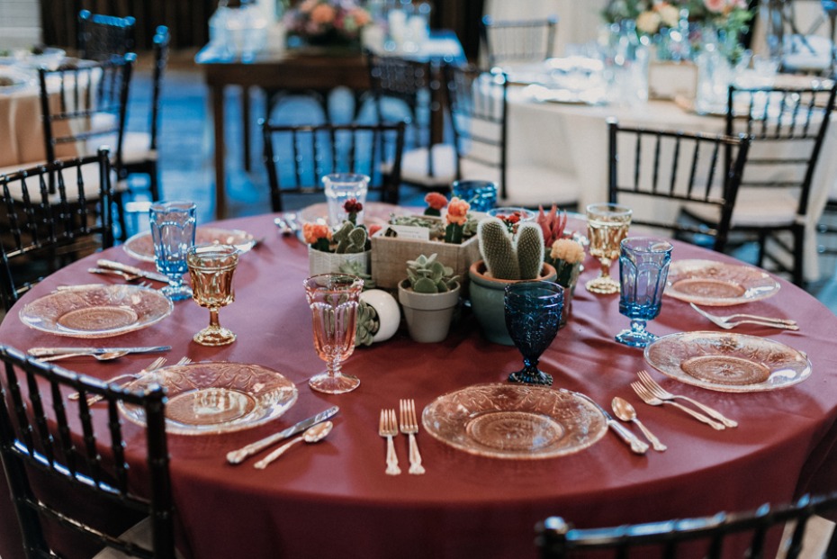 mini cactus wedding table centerpiece