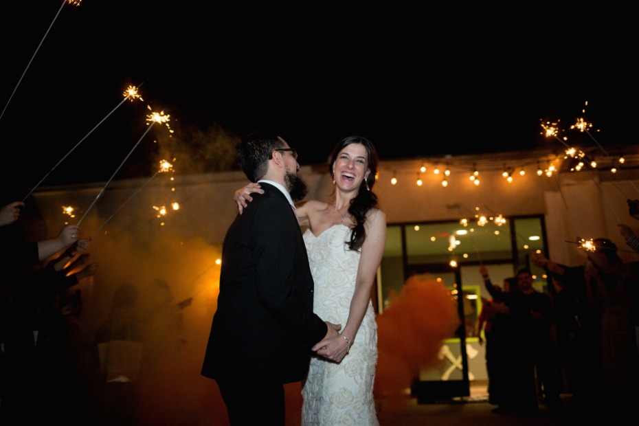 wedding sparklers and smoke bomb