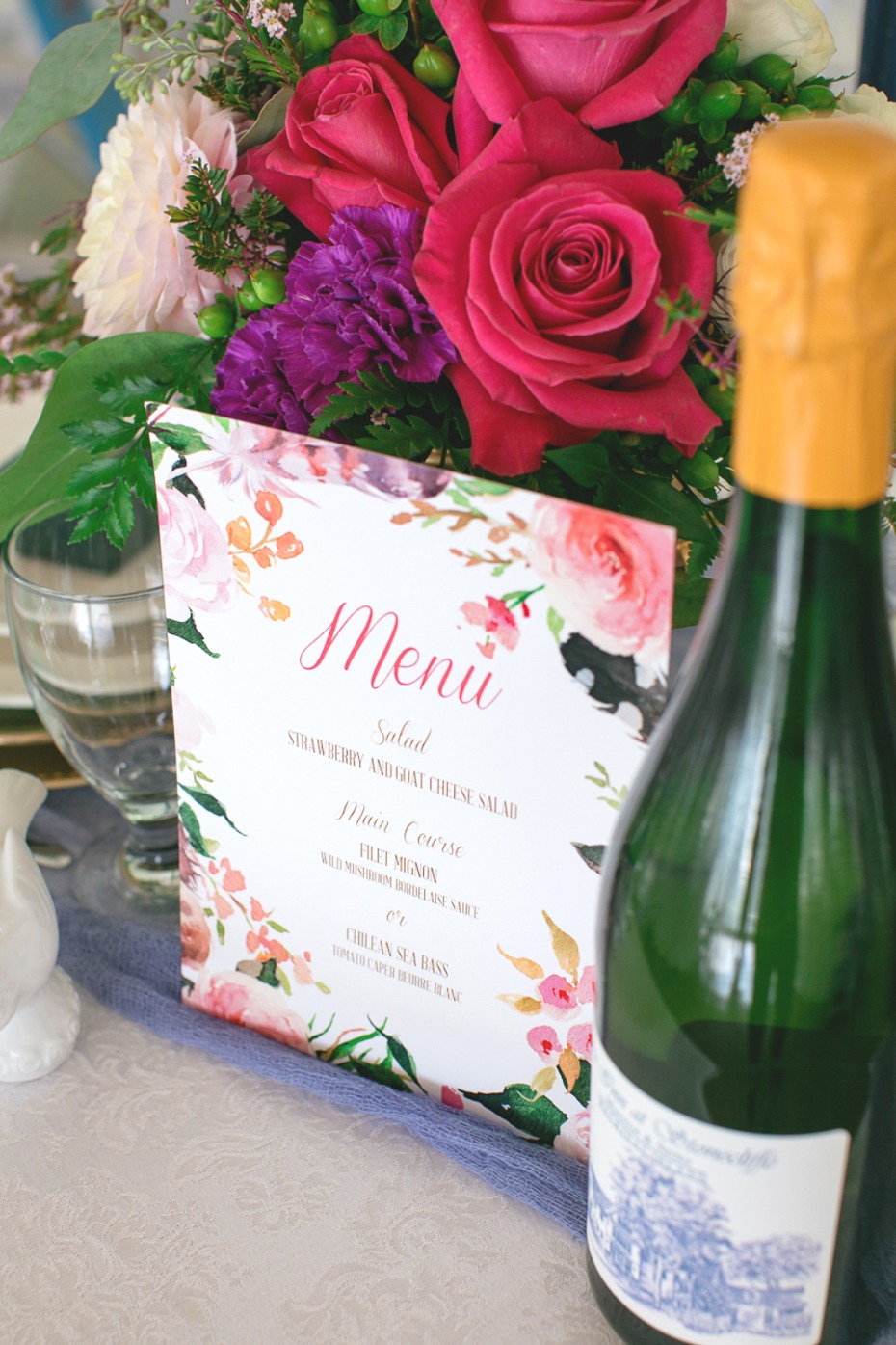 wedding menu with floral boarder