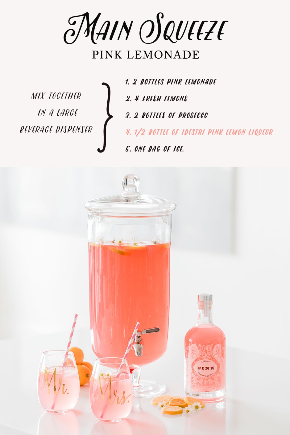LiDestri Pink Lemon Liqueur main squeeze pink lemonade