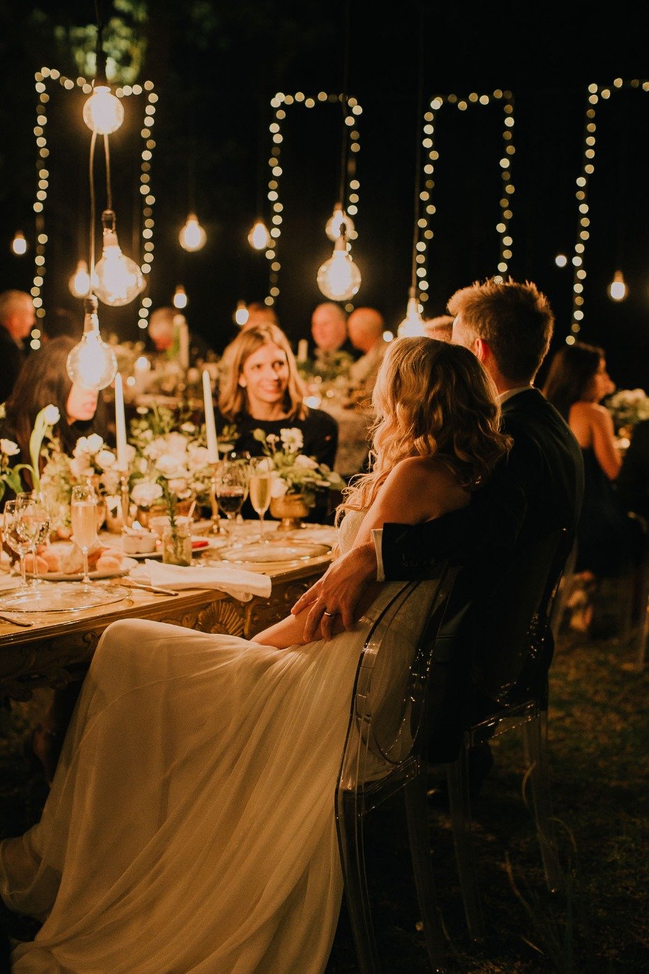 Lighting ideas for a nighttime reception