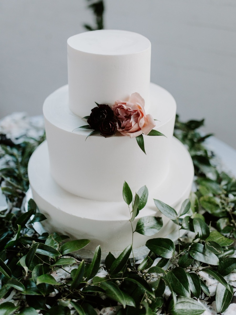 Minimalist Industrial Winter Wedding with Blush and Burgundy Accents