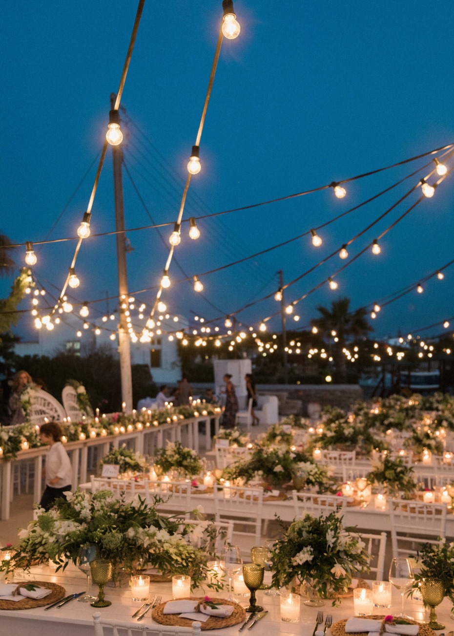 Romantic outdoor reception lighting