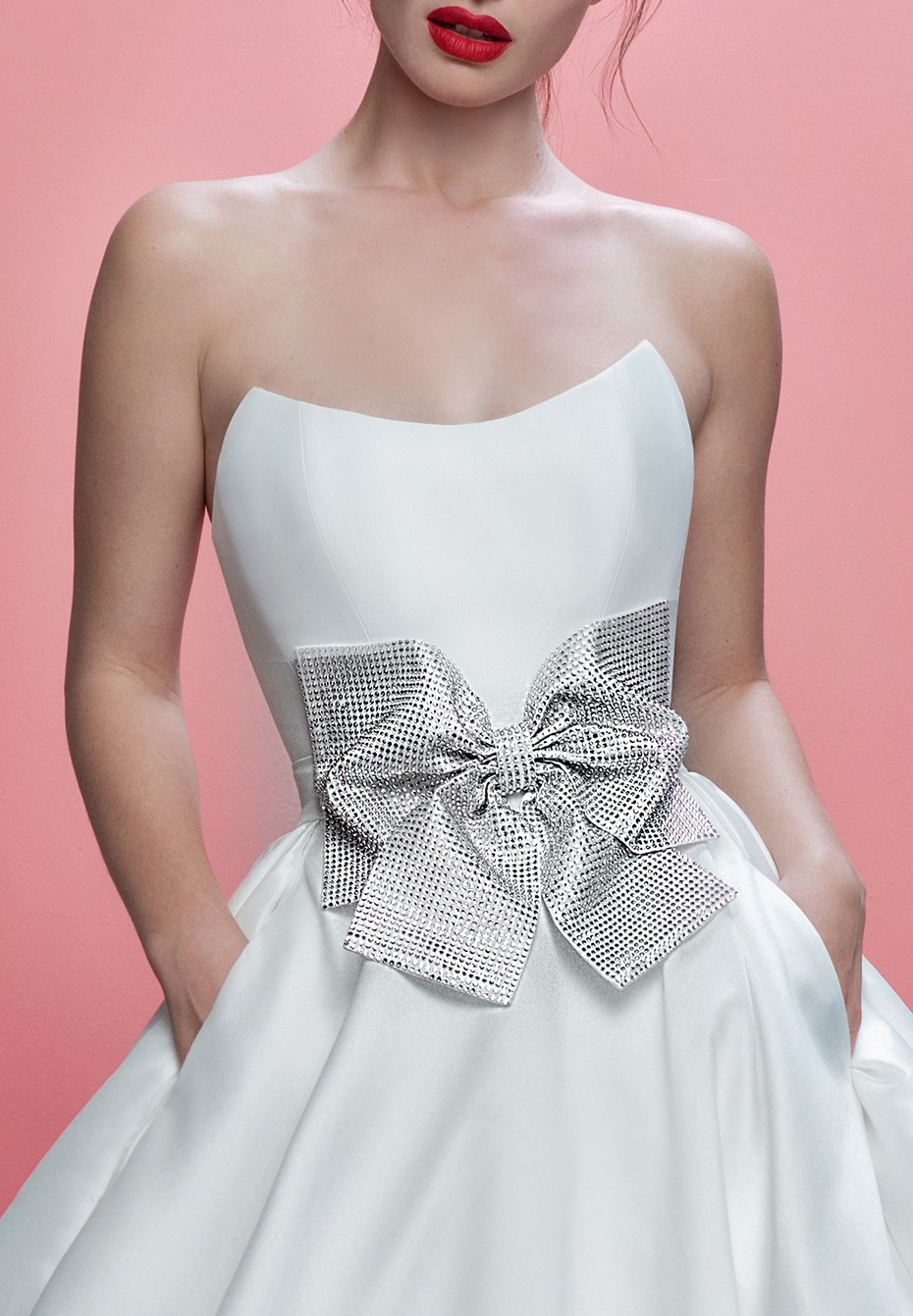 White ball gown with silver bow  The Imperia by #galialahav