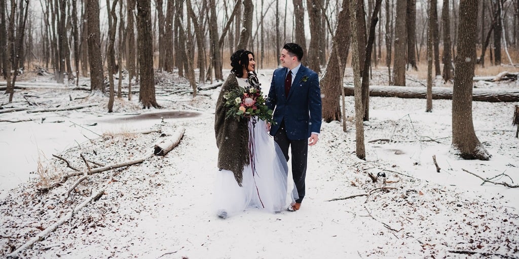 Snowy Winter Wedding Inspiration in the Woods