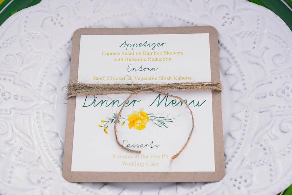 rustic green and yellow invitation