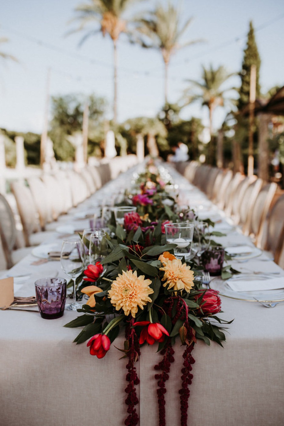 floral garland wedding table decor