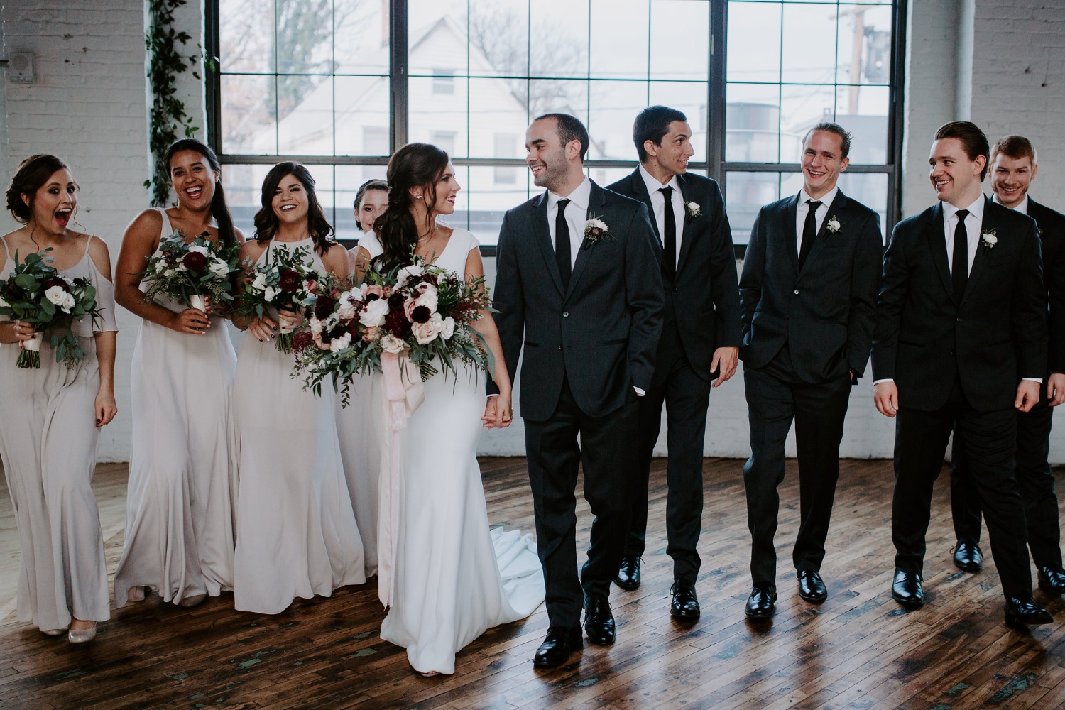 Minimalist Industrial Winter Wedding with Blush and Burgundy Accents