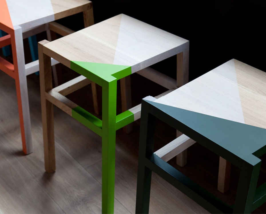 color blocked bar stools