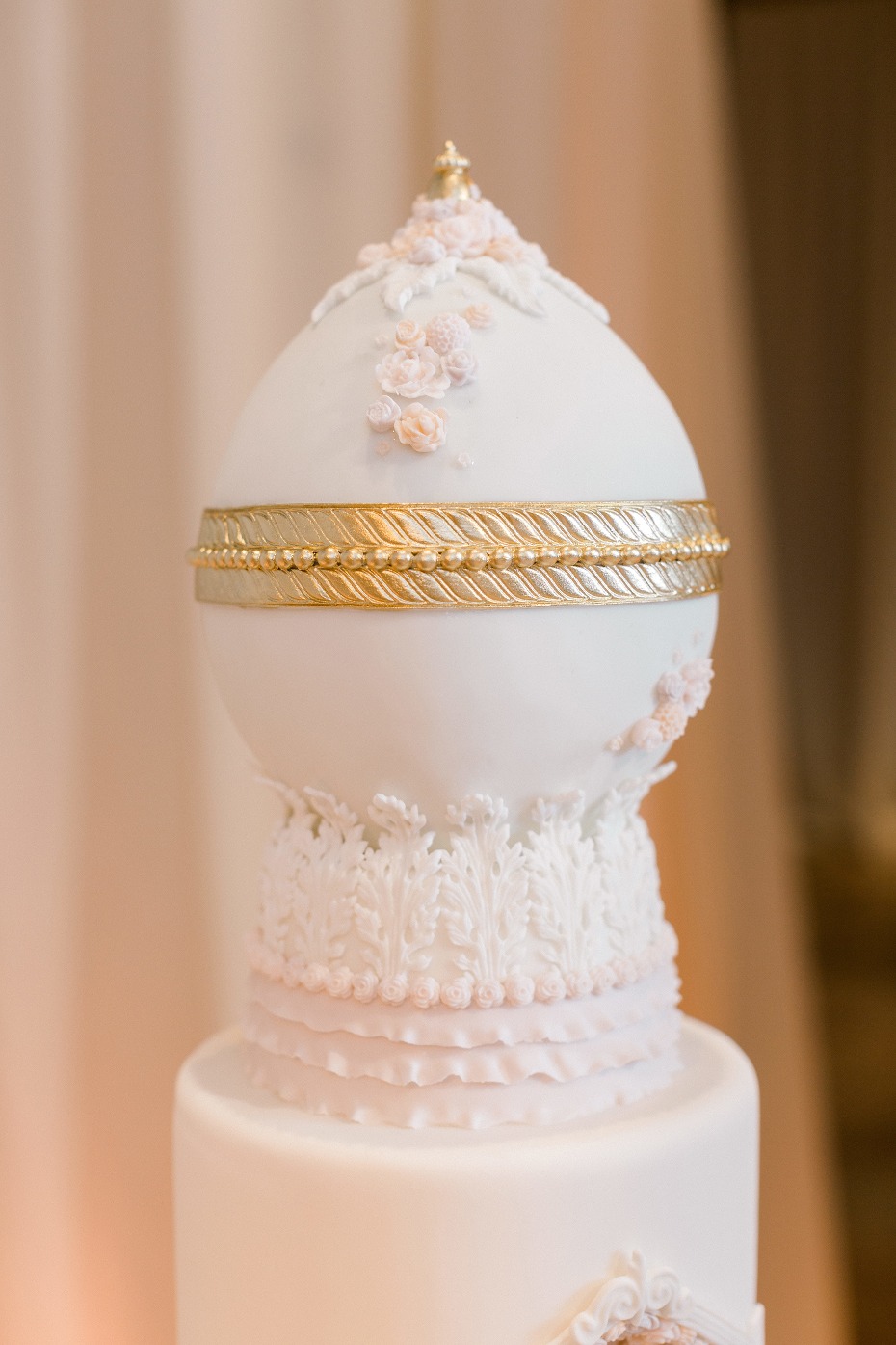 Gold and white faberge egg inspired cake