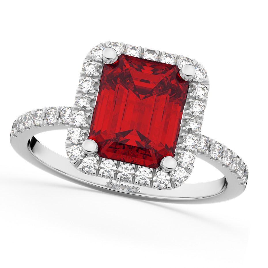 Allurez Ruby Halo Engagement Ring