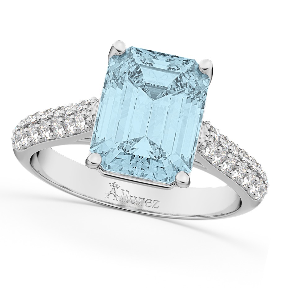 Allurez Aquamarie Emerald Cut Engagement Ring
