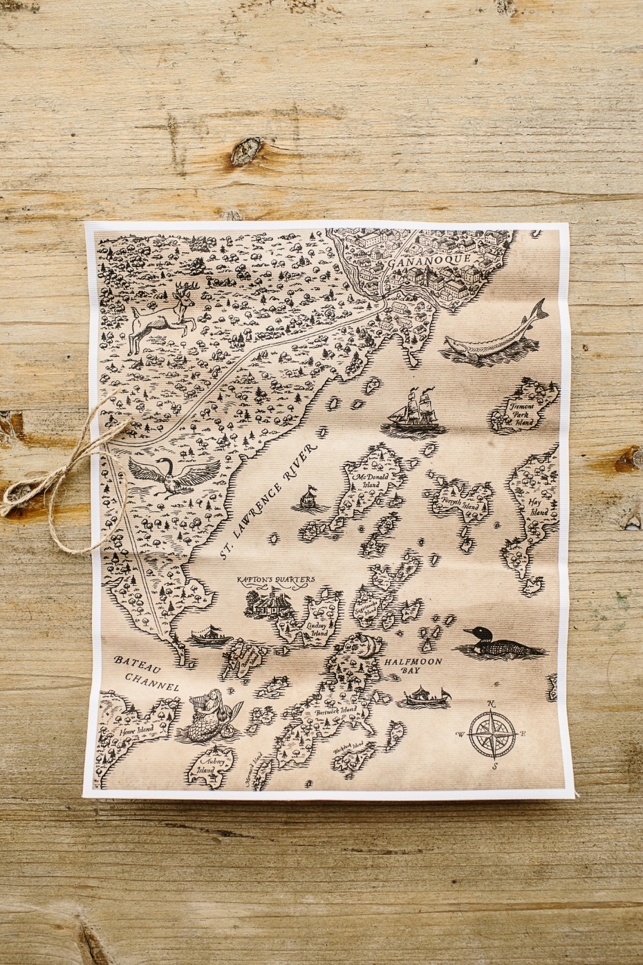 Antique style map of the St Lawrence River area