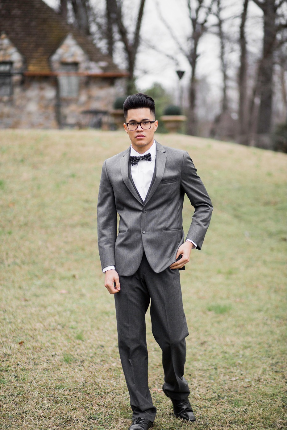Charcoal grey suit for the groom