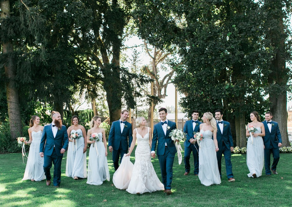 Bridal party in blue