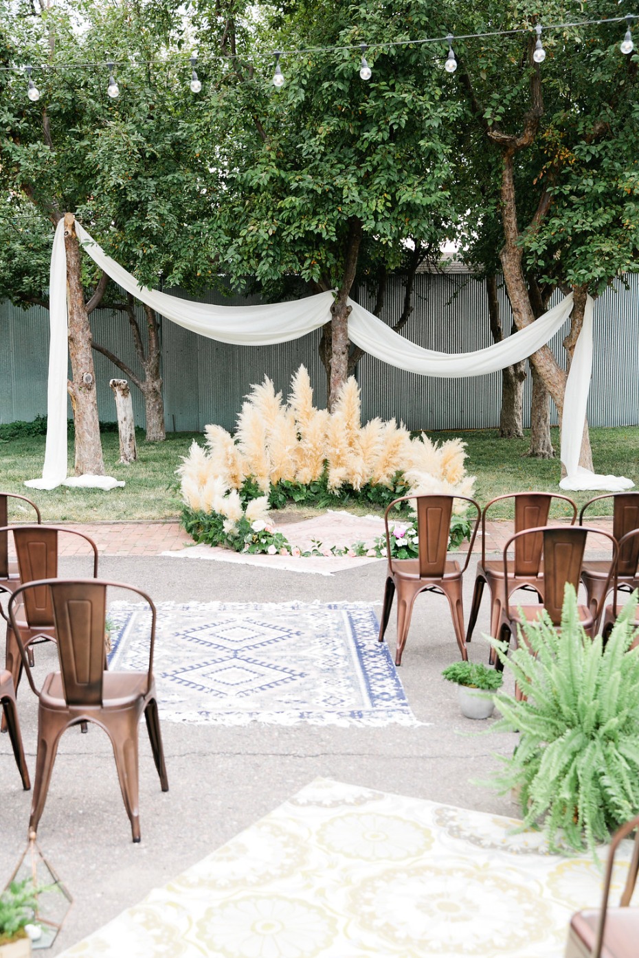 outdoor wedding ceremony with with a hip modern vibe