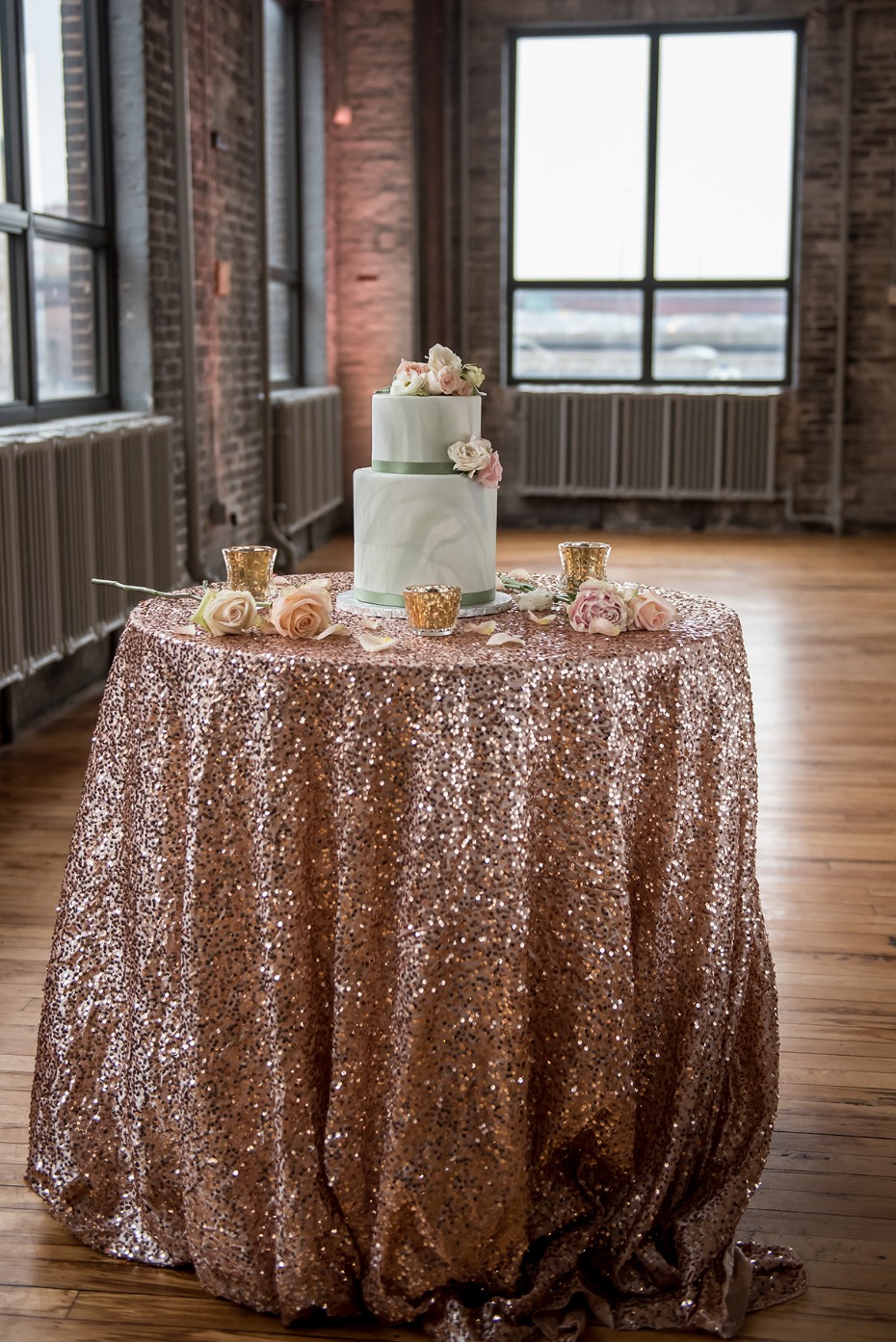 glamorous wedding cake table idea