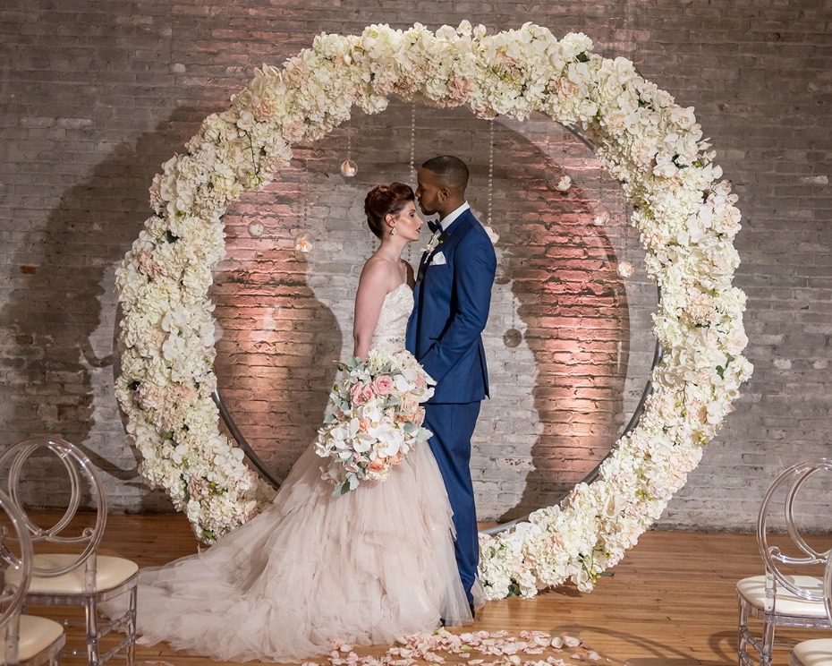 all white floral wedding backdrop wreath