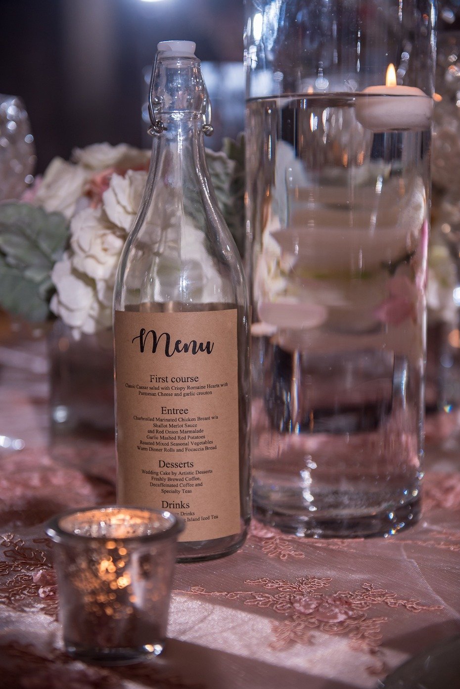 water bottle wedding menu