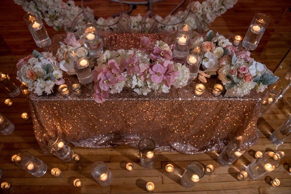 glam candle lit sweetheart table