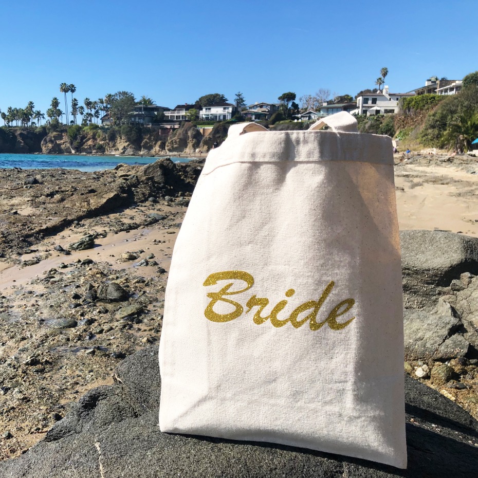 Bride canvas beach bag