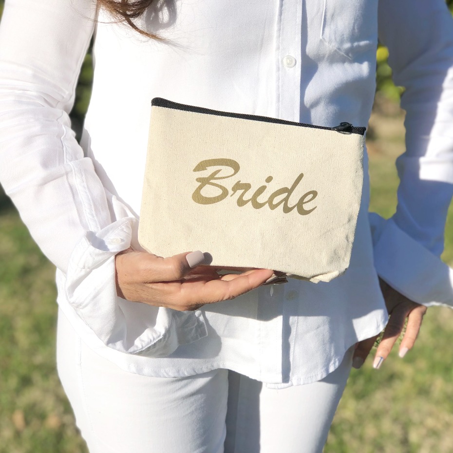 Bride cosmetic bag from The Tote Bag Factory