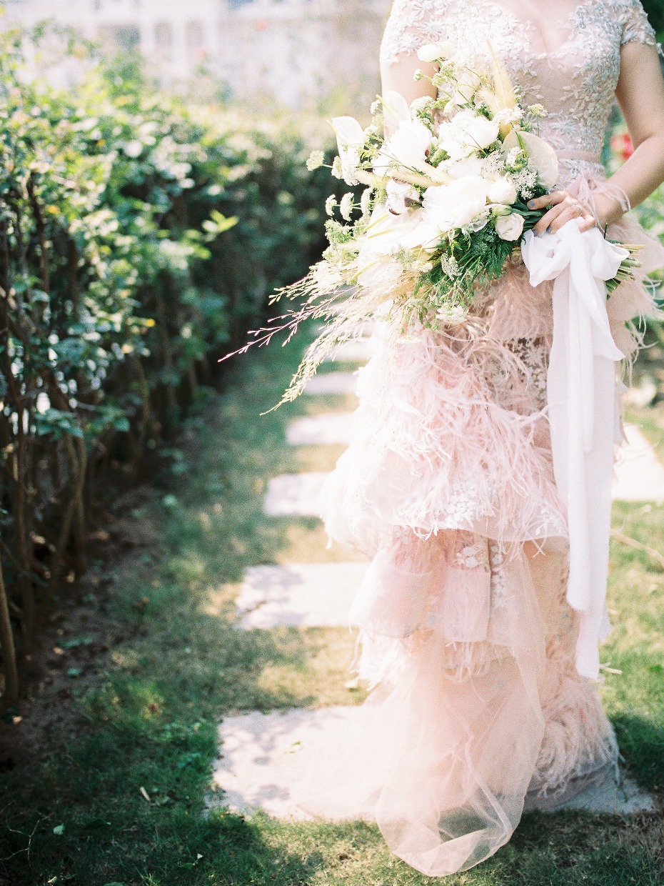 Feathery blush gown
