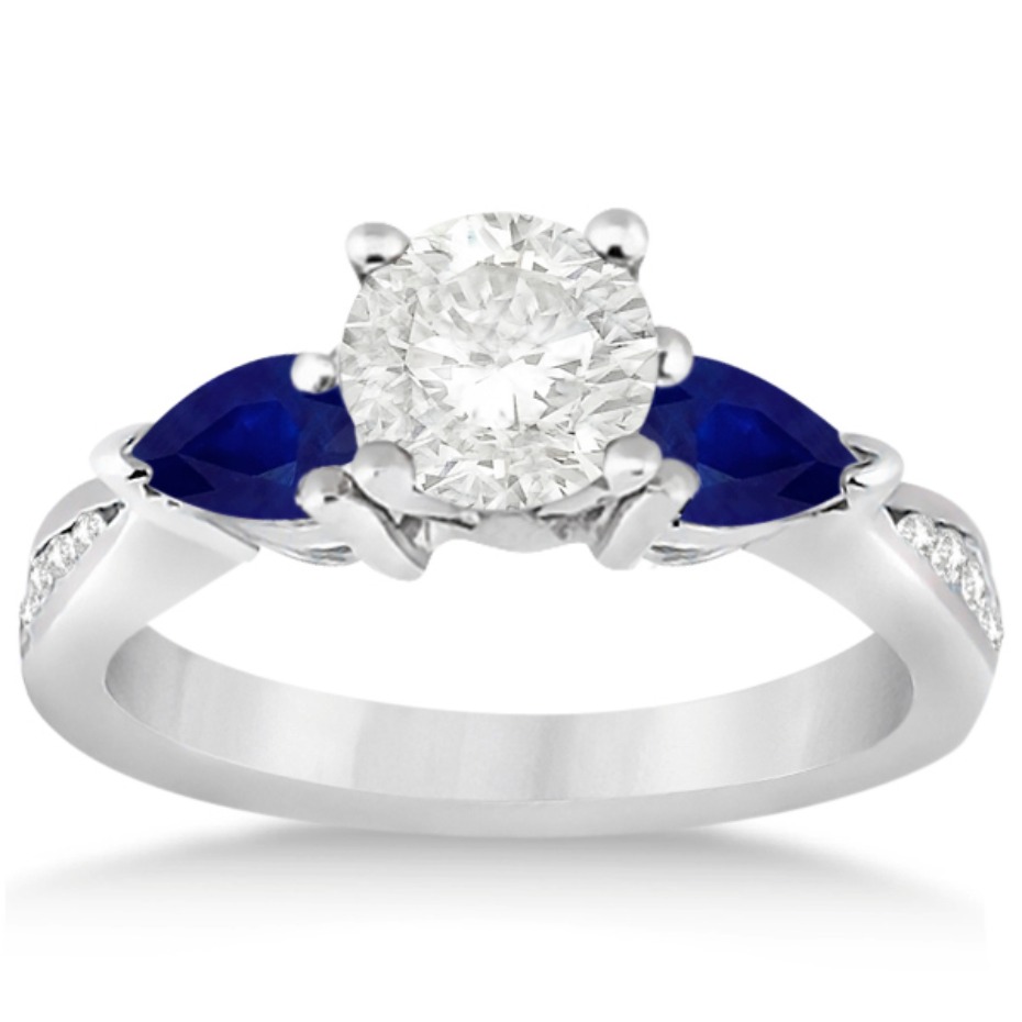 Allurez Diamond Engagement Ring with Side Blue Sapphires