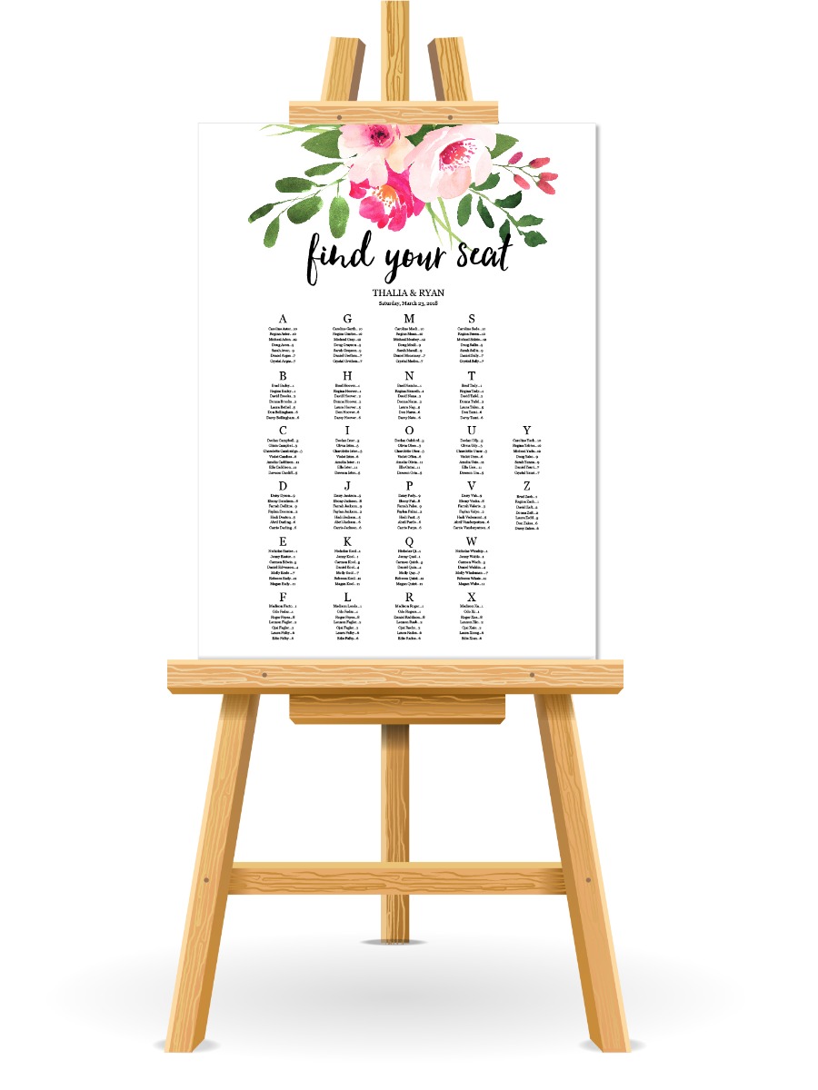 FREE Wedding Seating Chart Printable