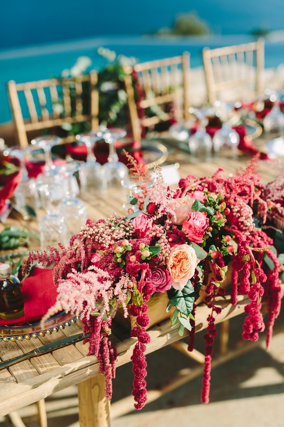 pink and red and wedding flowers