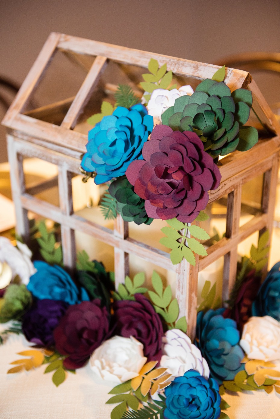 paper flower birdhouse centerpiece