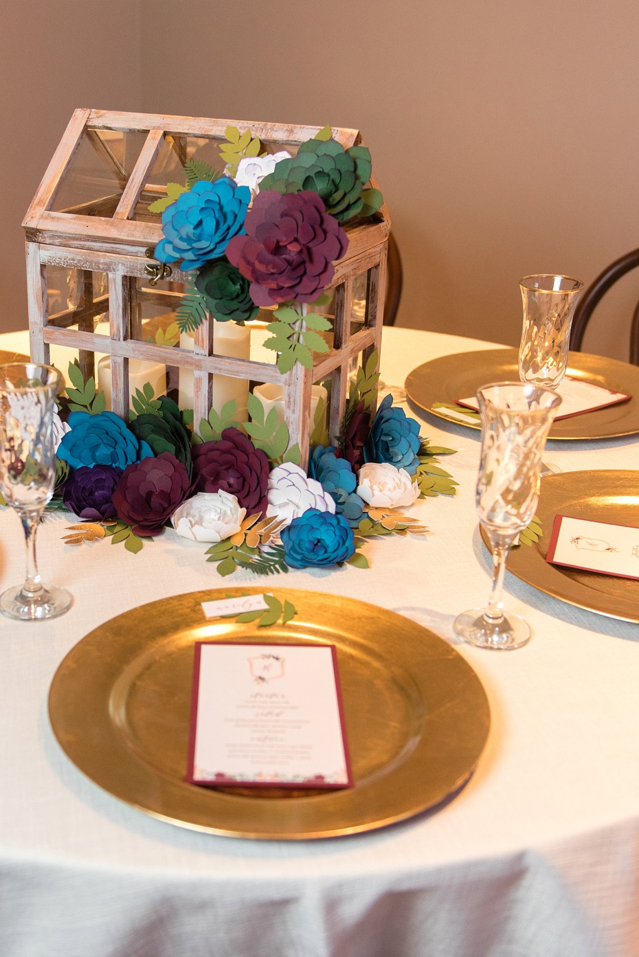 paper flower birdhouse wedding table decor