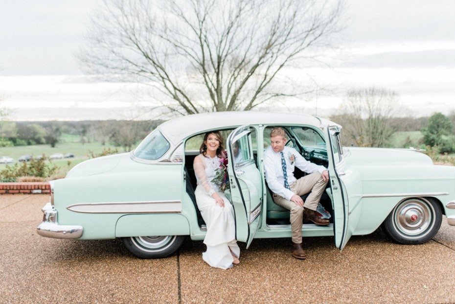 sea foam wedding car