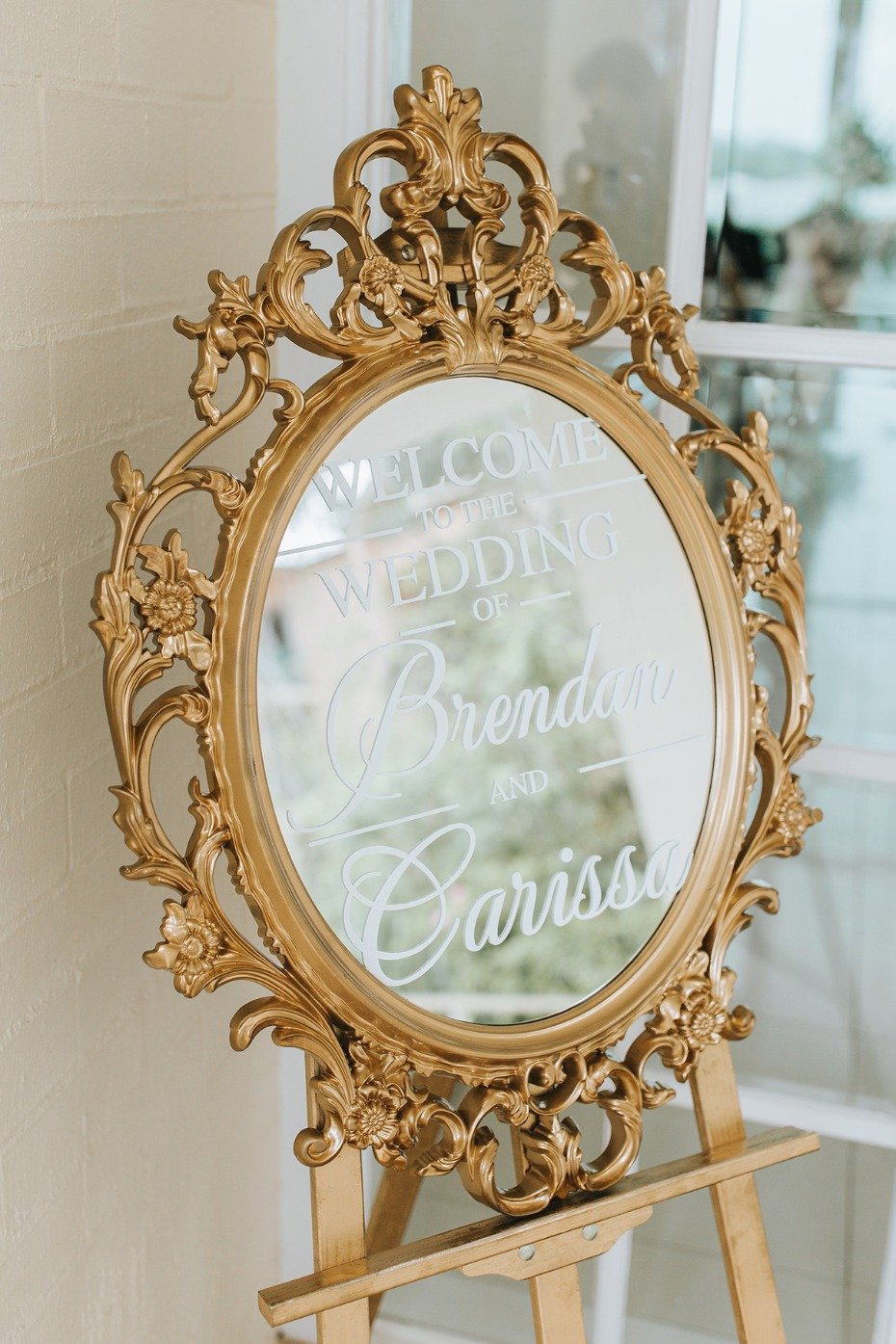 glamorous mirror wedding sign