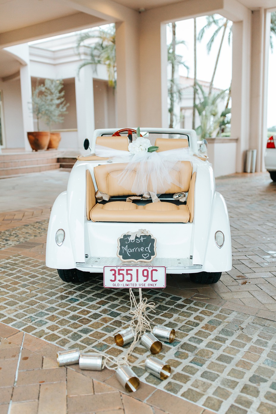 cute wedding getaway car