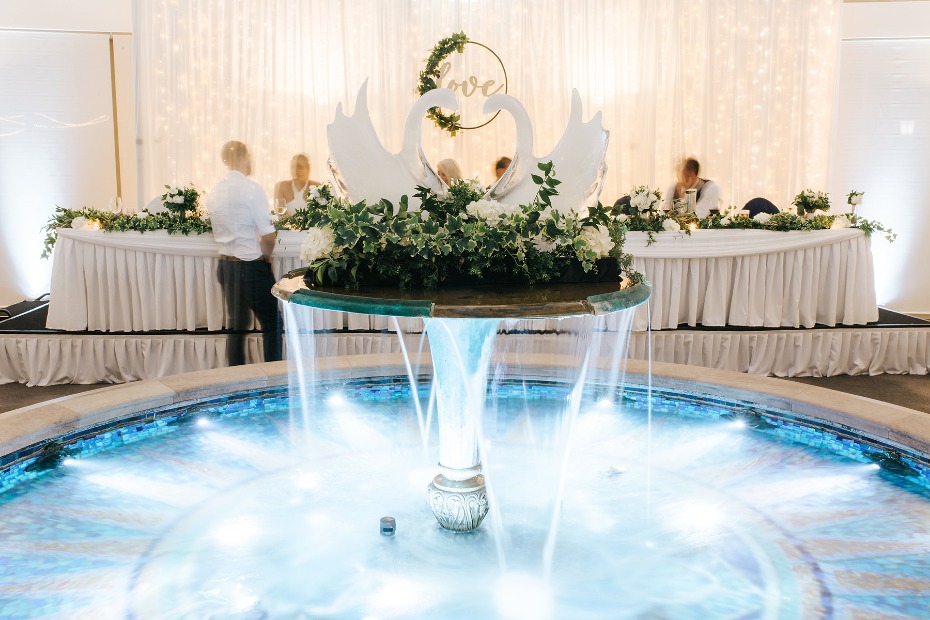 fountain at the wedding reception