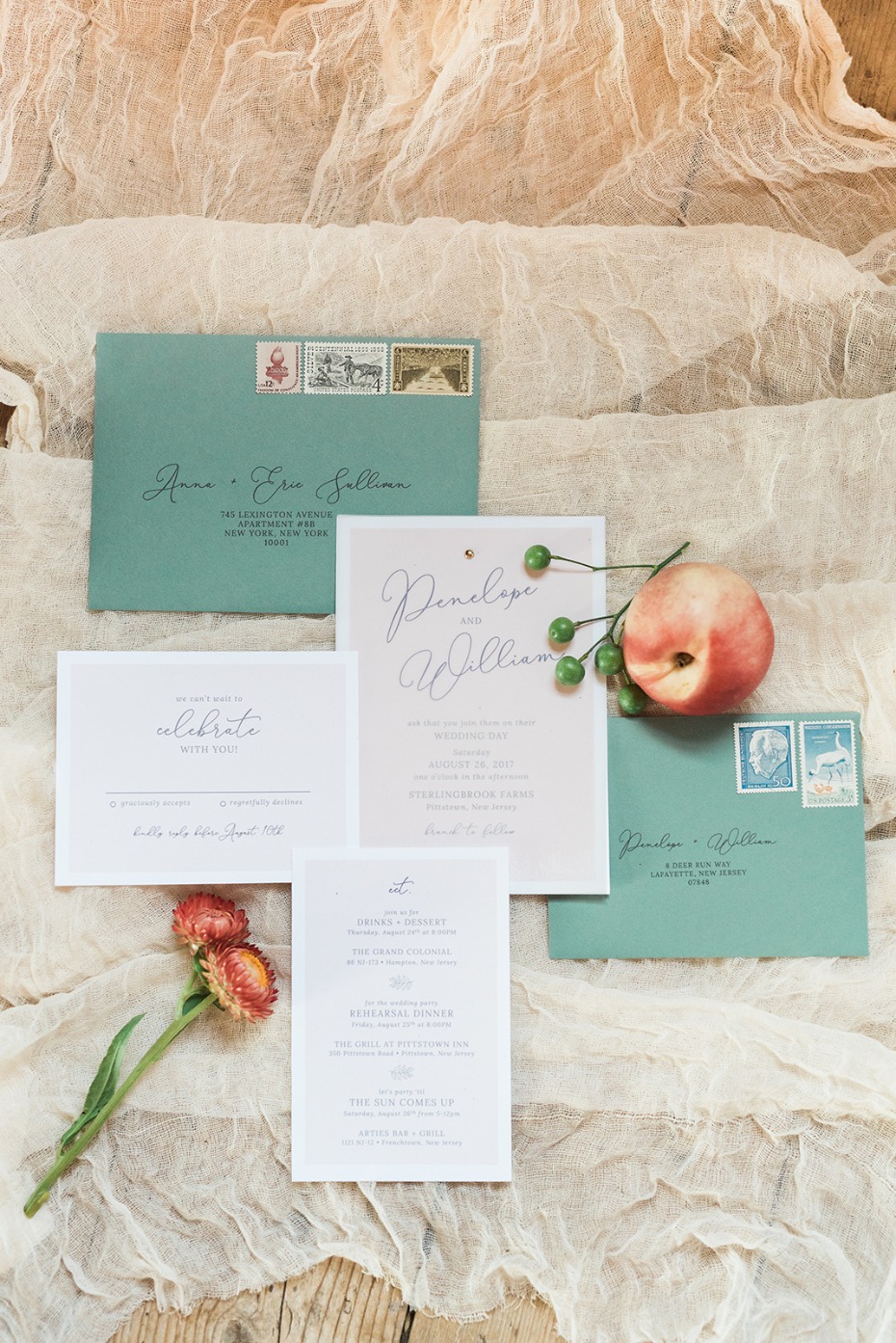 soft and simple wedding invitation suite